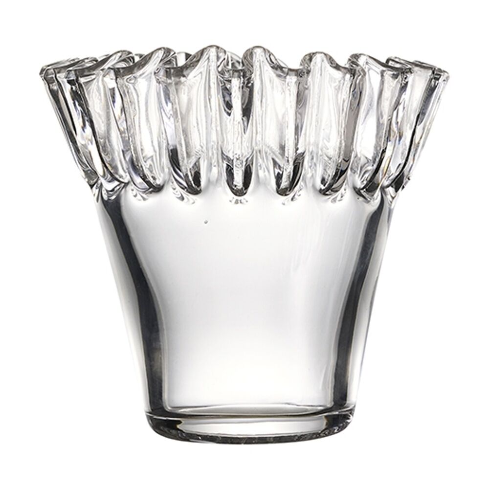 Ecology 14cm Tousle Decorative Edges Fluted Flower Vase Clear
