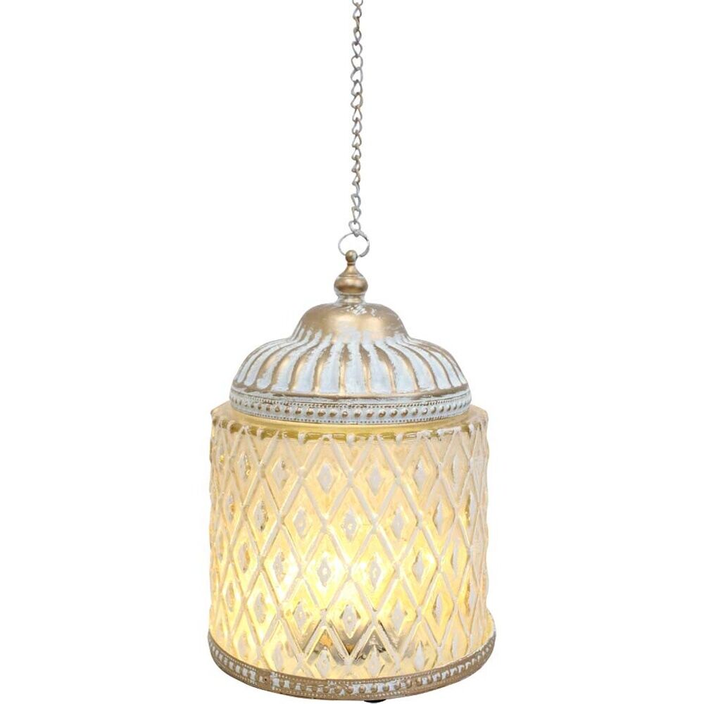 LVD 12x12x18cm Vintage-Inspired LED Lantern Vittoria White/Gold
