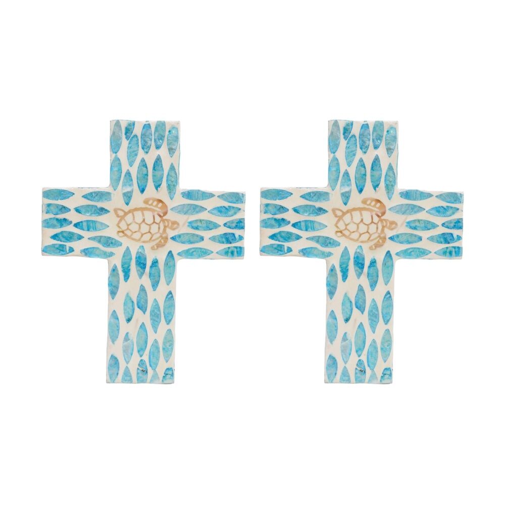 LVD Medium Decorative Coastal Turtle Cross Home & Living Decor 21x16x2cm (2 Pack)