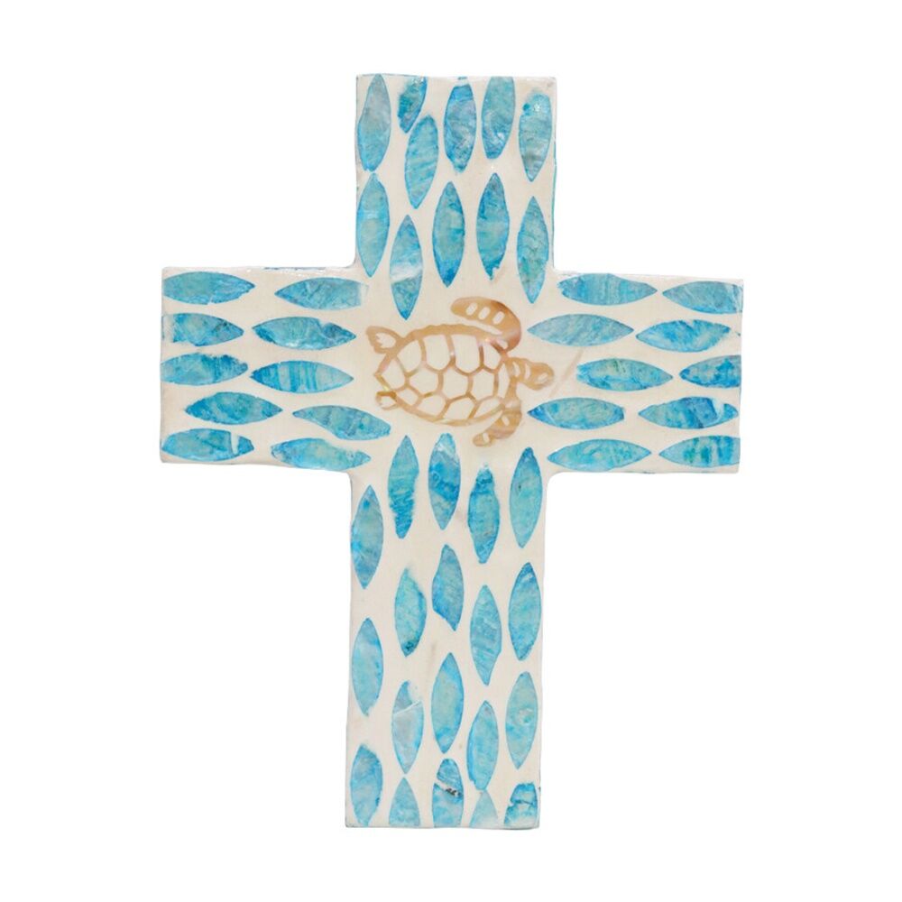 LVD 21x16x2cm Medium Decorative Coastal Turtle Cross Home & Living Decor