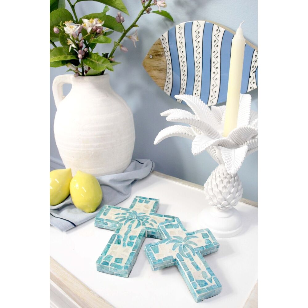 LVD 21x16x2cm Medium Decorative Aqua Palm Tree Cross Home & Living Decor — image 2