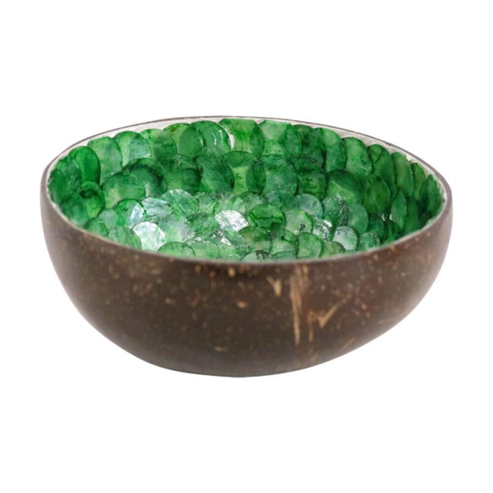 LVD 13x13x6cm Emerald Decorative Round Coconut Capiz Trinket/Jewellery Bowl — image 2