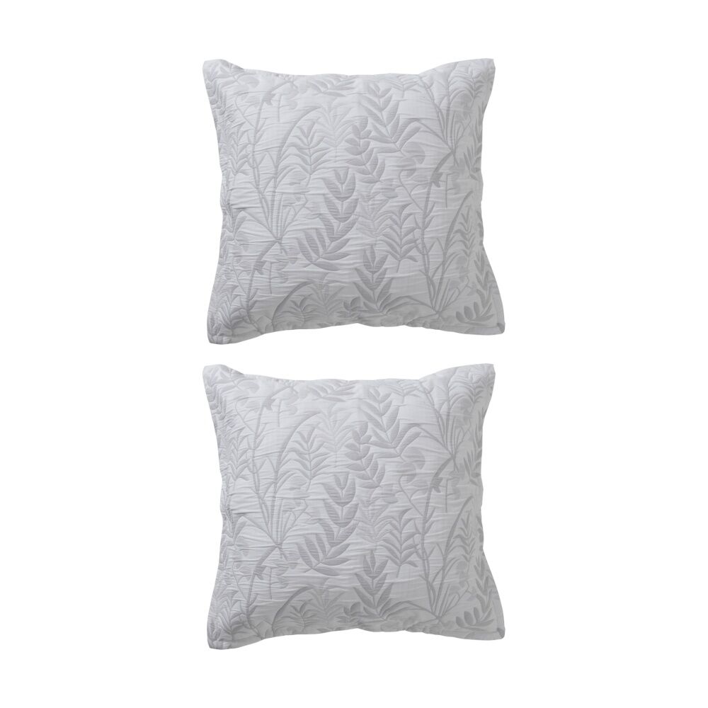 Bianca Ember Botanic Grey Polyester/Cotton European Pillowcase 65x65cm (2 Pack)