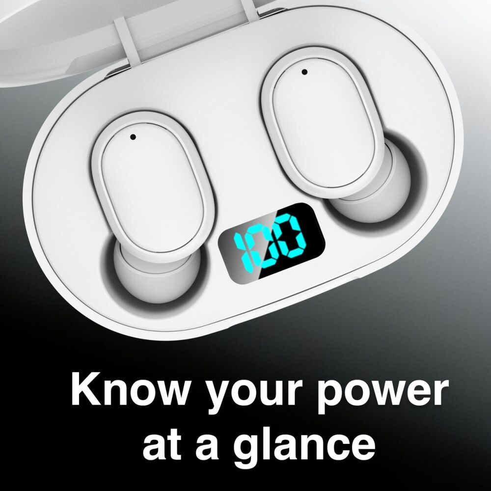 Laser White True Wireless In-Ear Earphones LED Display Bluetooth Stereo — image 5