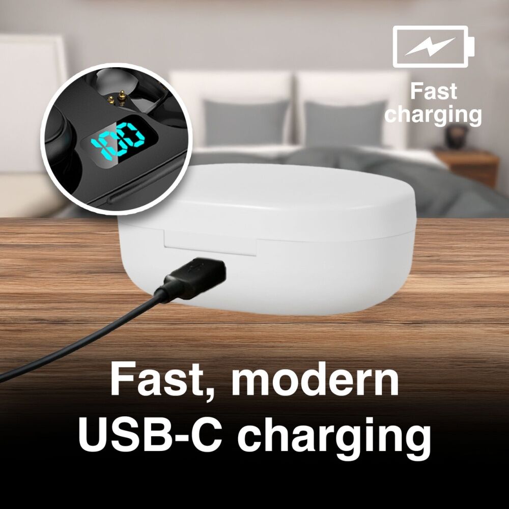 Laser White True Wireless In-Ear Earphones LED Display Bluetooth Stereo — image 6