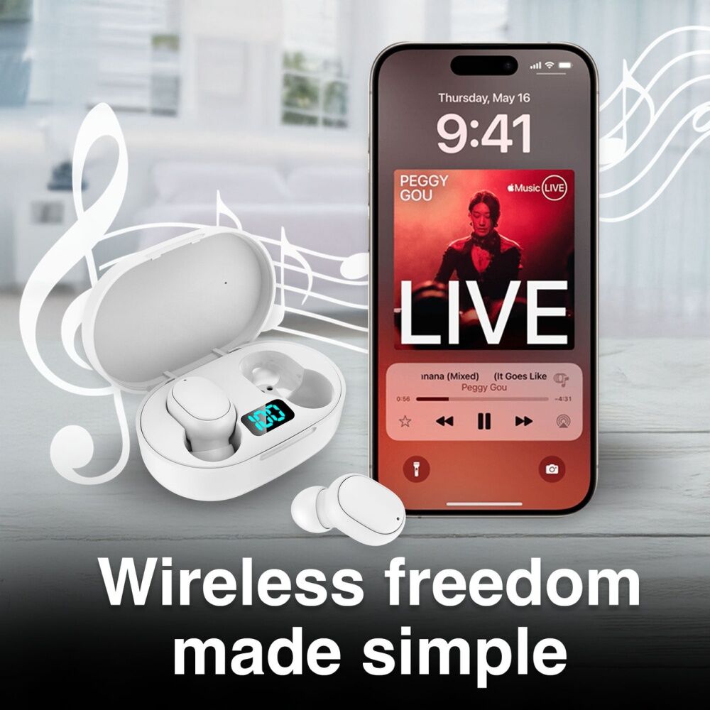 Laser White True Wireless In-Ear Earphones LED Display Bluetooth Stereo — image 7