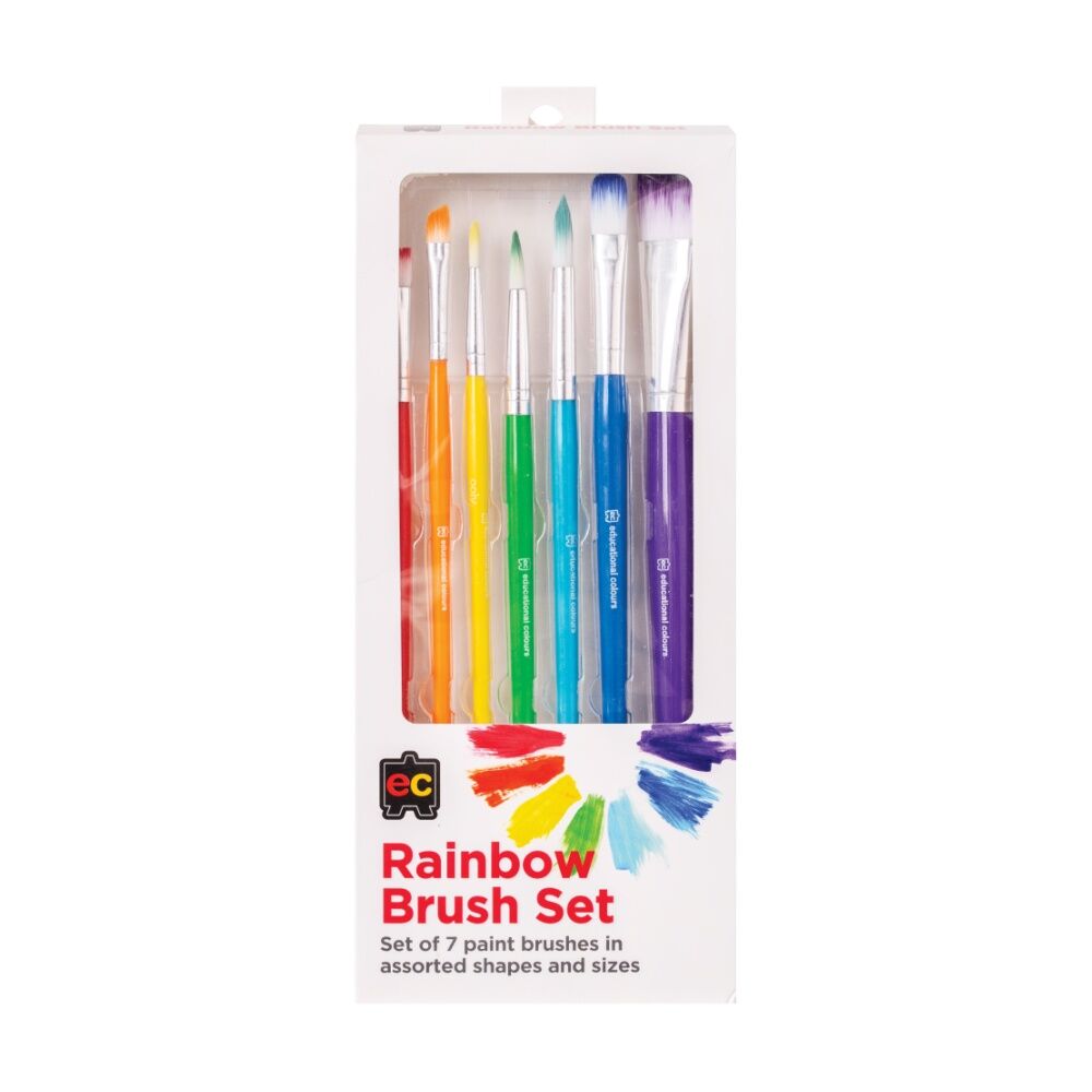 Educational Colours Rainbow Paint Brush Set Art/Craft Supplies (7 Pieces)