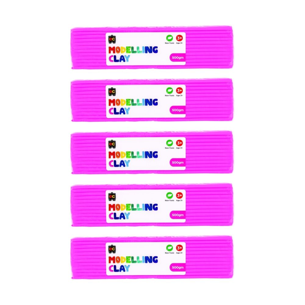 Educational Colours Modelling Clay Pink Kids Art/Craft 500gm 3y+ (5 Pack)