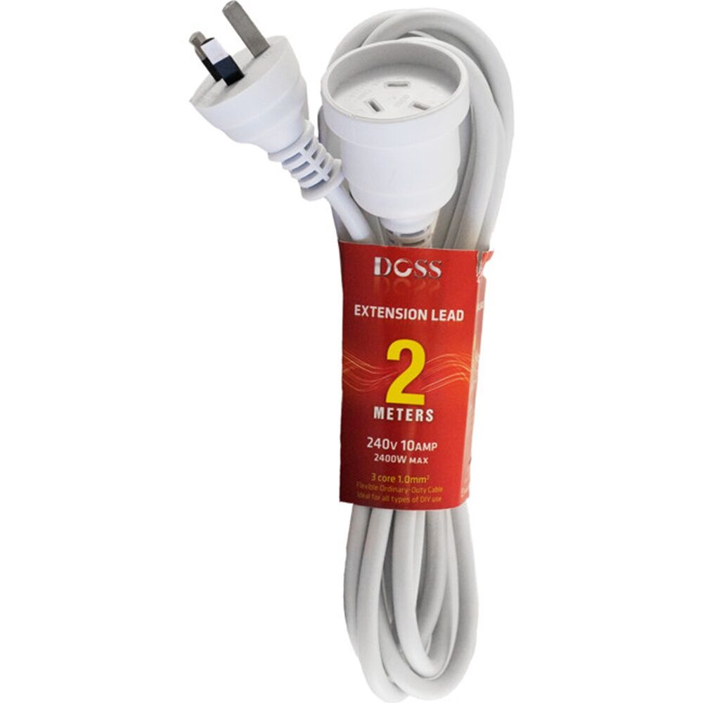 Doss 2M Power Extension Lead White Cord Australian 240V DOSS 2400W (6 Pack) — image 2