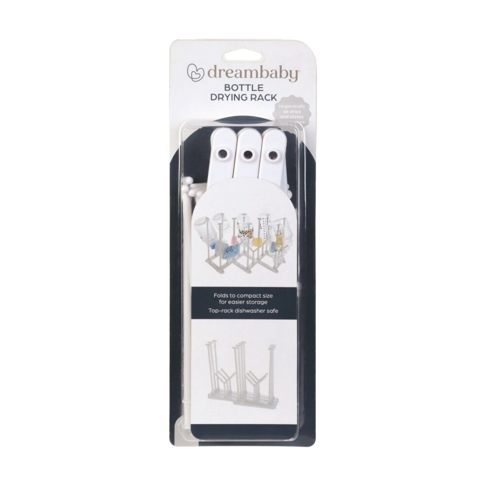 Dreambaby Foldable Baby Bottle Drying Rack Dishwasher Safe White Dreambaby