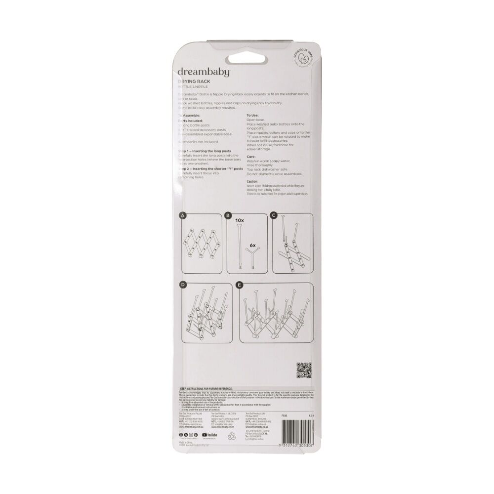 Dreambaby Foldable Baby Bottle Drying Rack Dishwasher Safe White Dreambaby — image 2