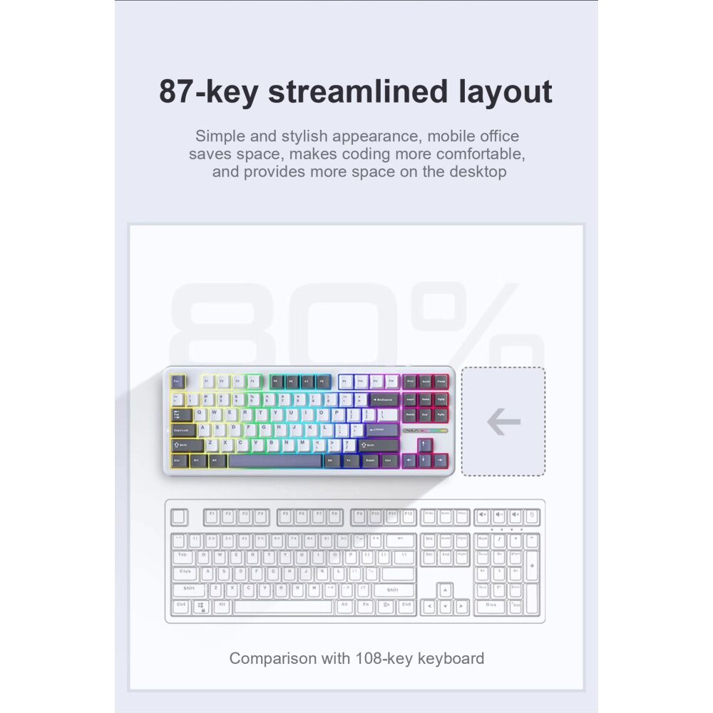 Aula Black/White/Green F87 Wireless Tri-Mode Gasket Mechanical Keyboard — image 5
