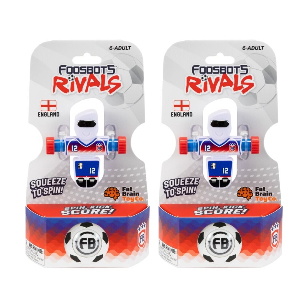 Foosbots 6Y+ Rivals Team England Squeeze To Spin Kids Soccer Football Toy (2 Pack)