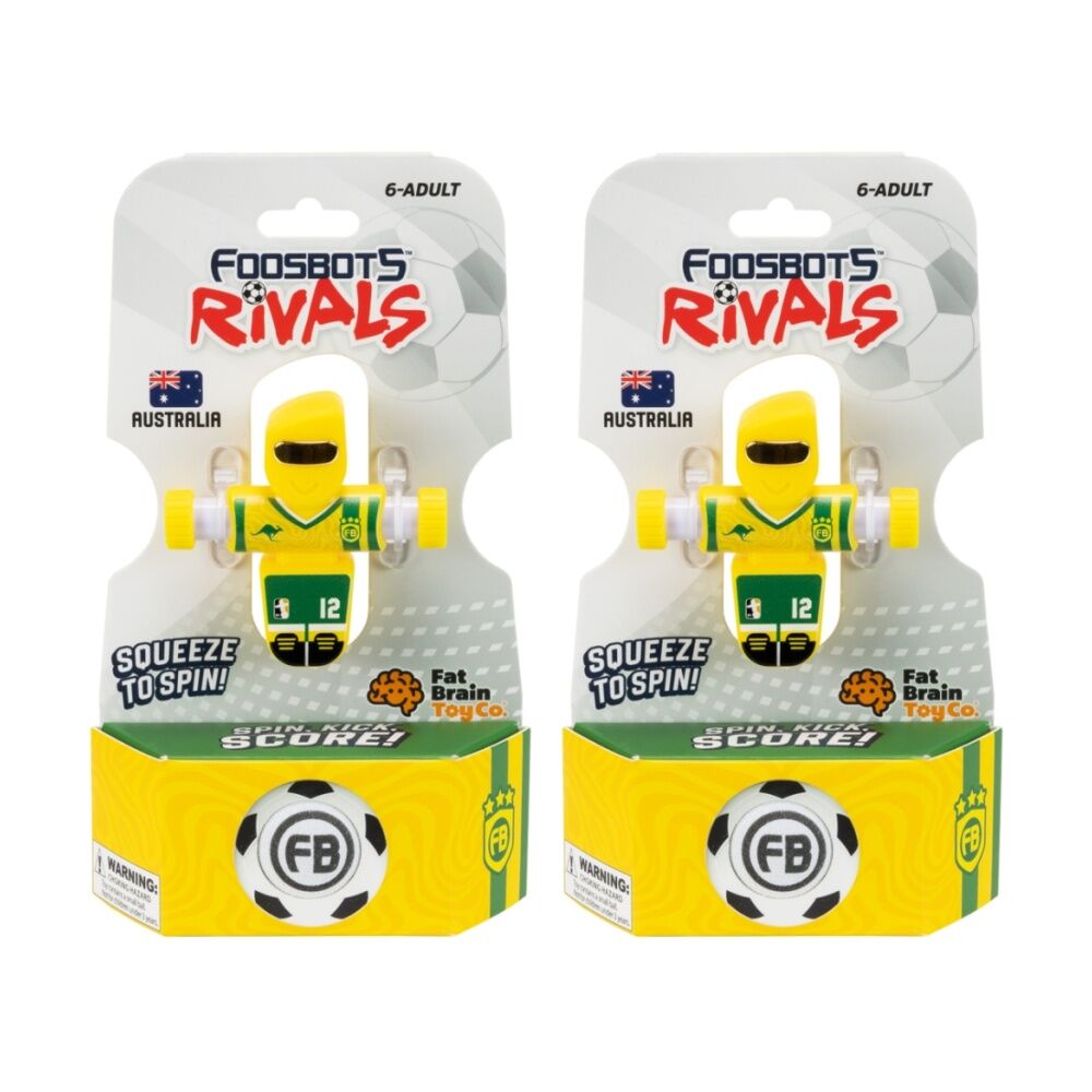 Foosbots 6Y+ Rivals Team Australia Squeeze To Spin Kids Soccer Football Toy (2 Pack)