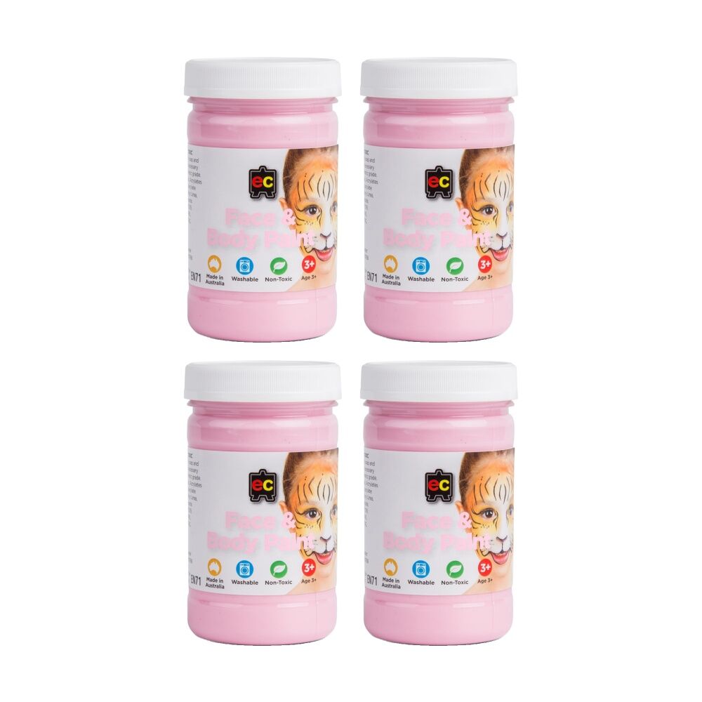 Educational Colours Washable Face Paint Pink Kids Art/Craft 175ml 3y+ (4 Pack)