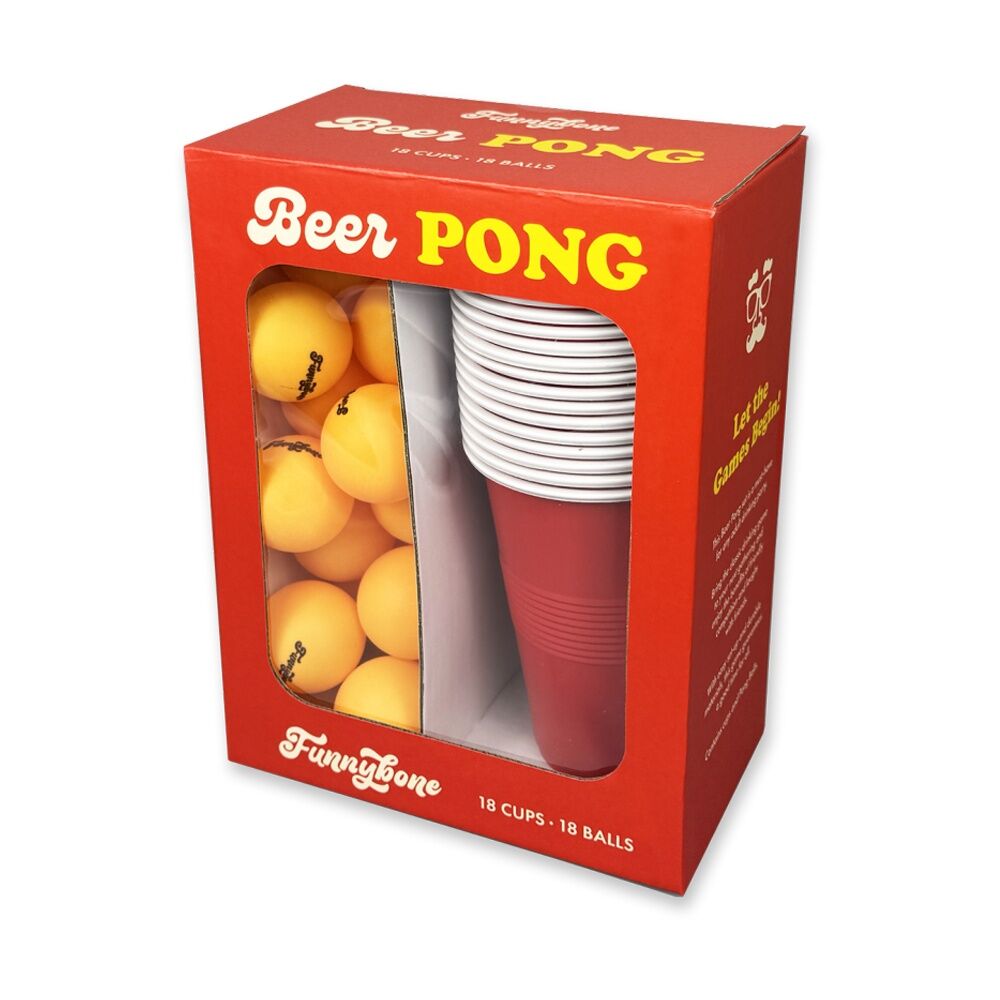 Funnybone Classic Beer Pong Party Game Set With Cups And Balls Orange (2 Pack) — image 2
