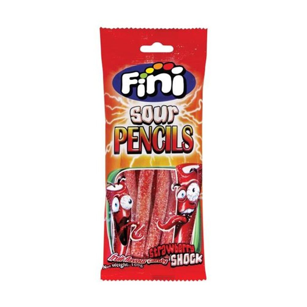 Fini Strawberry Sour Pencil 100g Fruit Flavour Gummies/Lollies