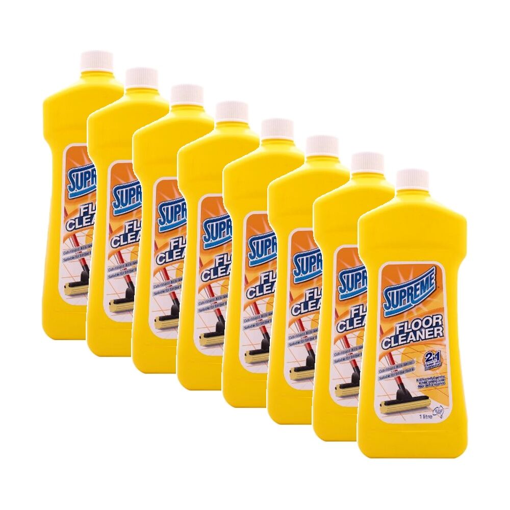 Supreme 2-in-1 All Hard Floor Cleaner & Disinfectant Liquid 1L (8 Pack)