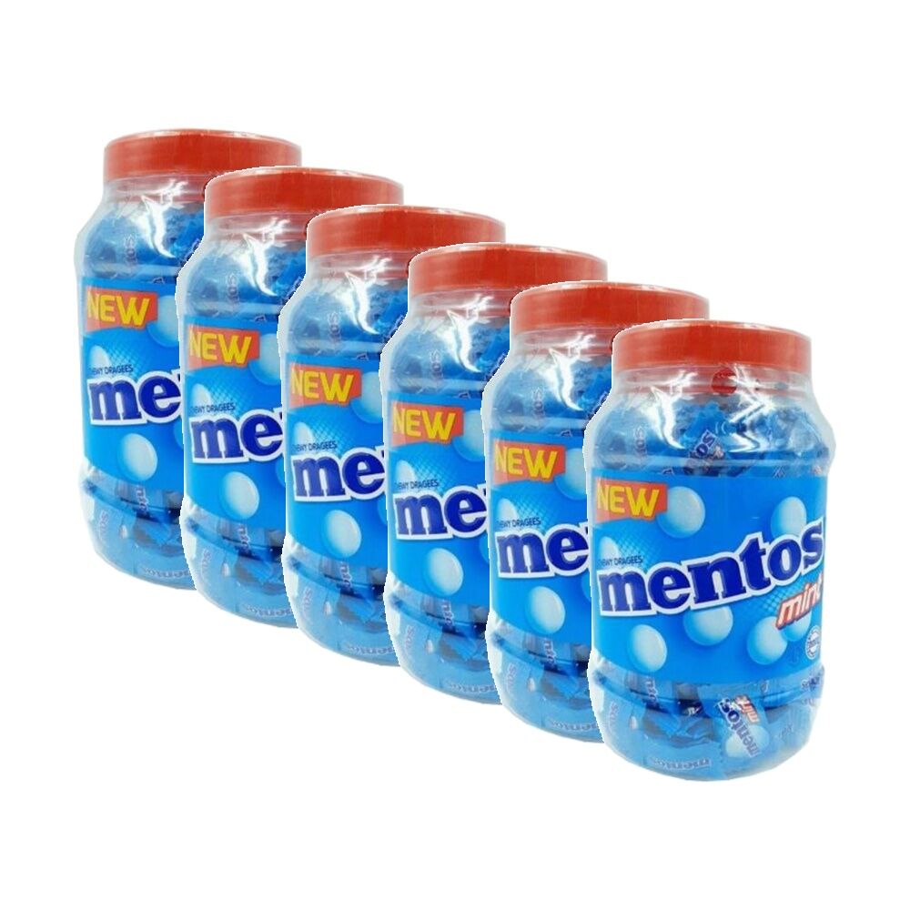 Mentos Mini Mint Breath Mints Jar w/ Resealable Lid 540g (6 Pack)