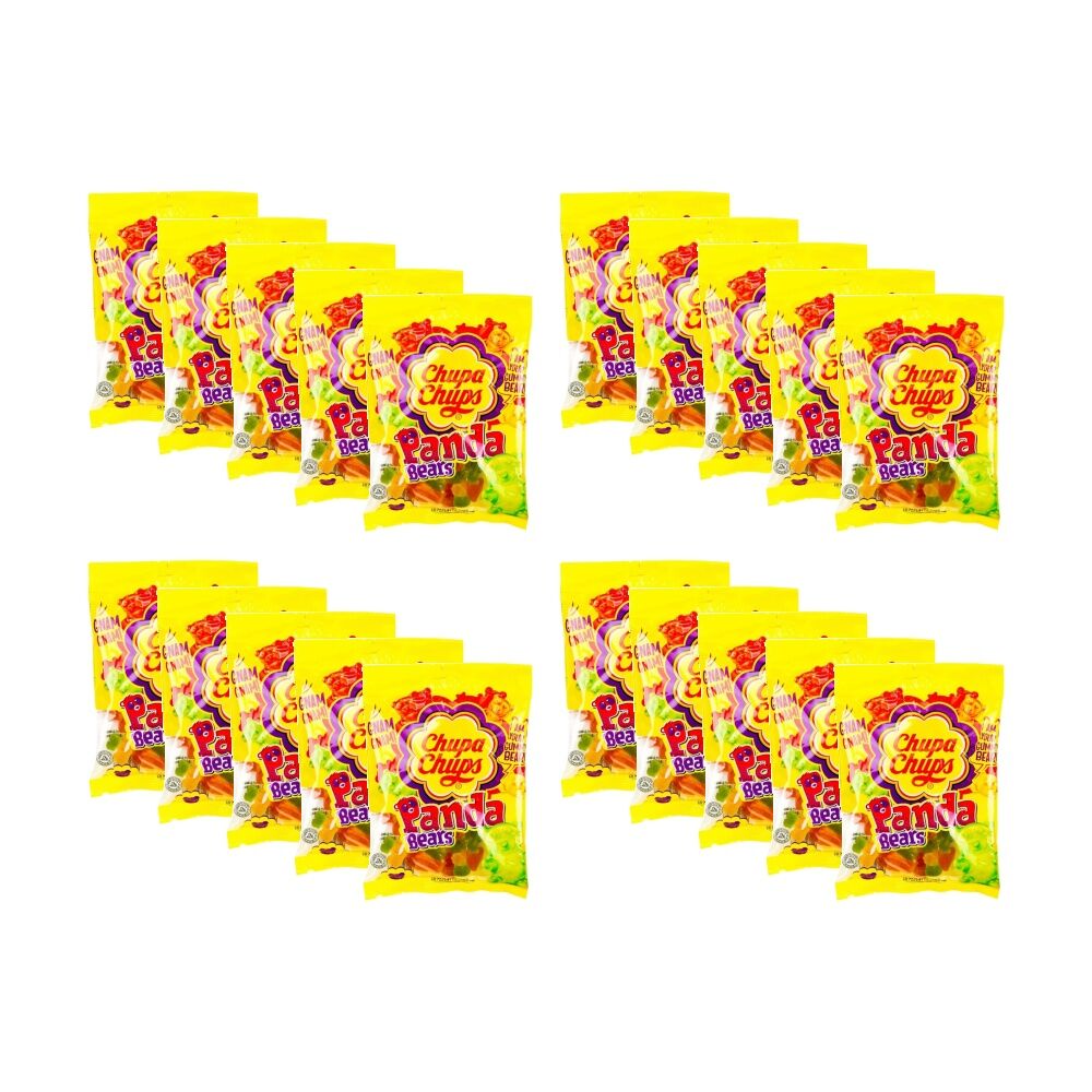 Chupa Chups Jelly Panda Bears Gummy Lollies Sweets Pack Multi Flavour 90g (20 Pack)