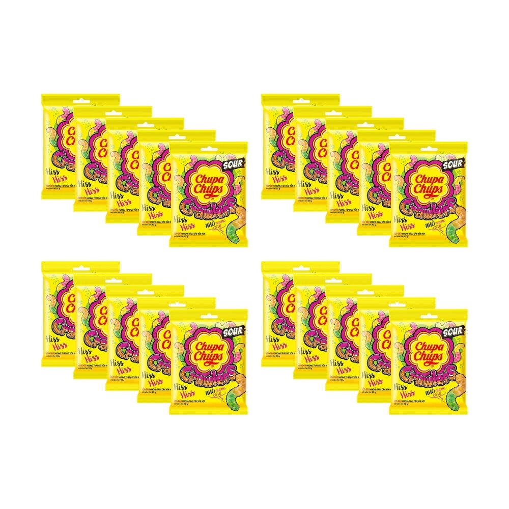 Chupa Chups Jelly Sour Crawl Sugar Coated Lollies Candy Pack 90g (20 Pack)