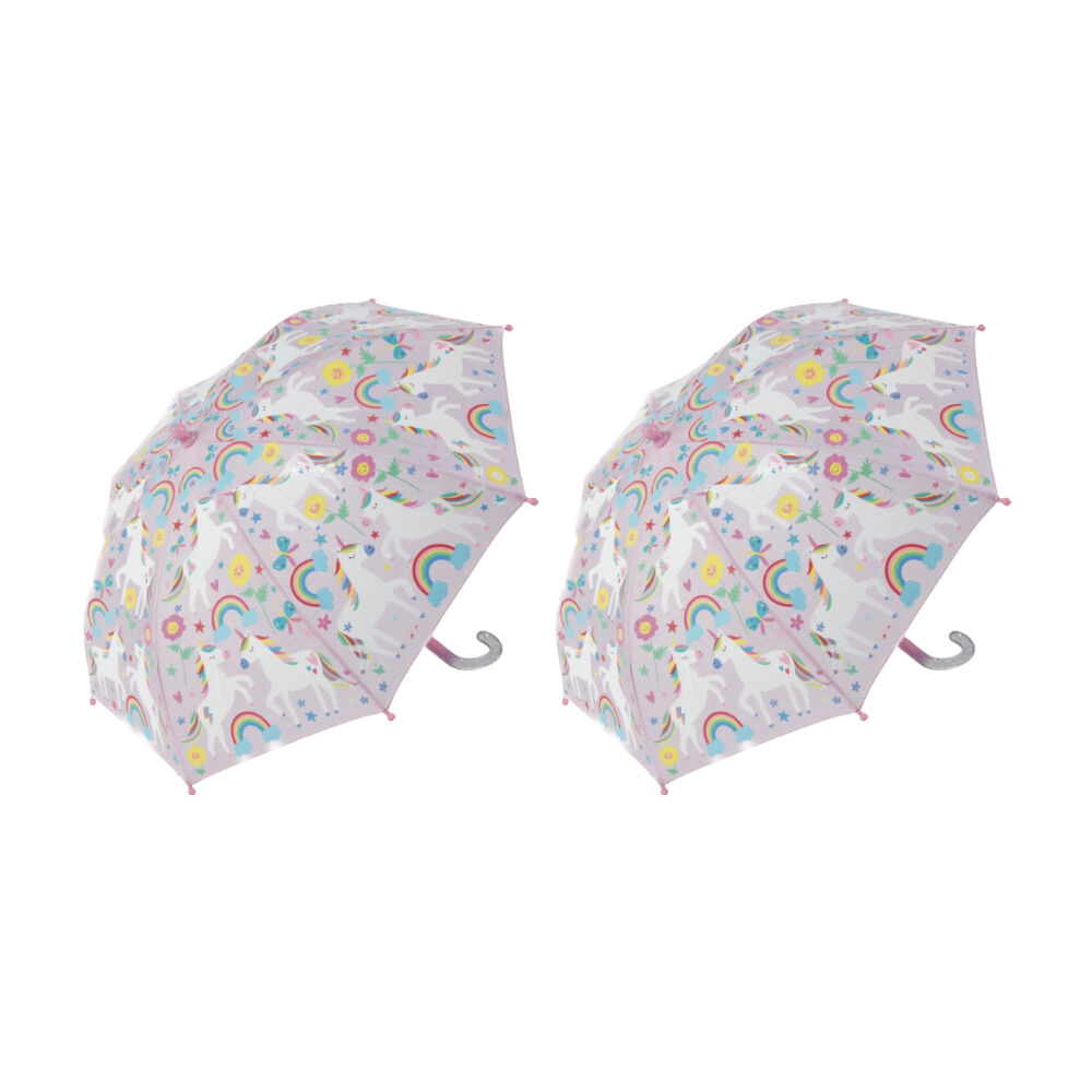 Floss & Rock Colour Changing Umbrella Rainbow Unicorn Kids 3y+ 60x70cm (2 Pack)