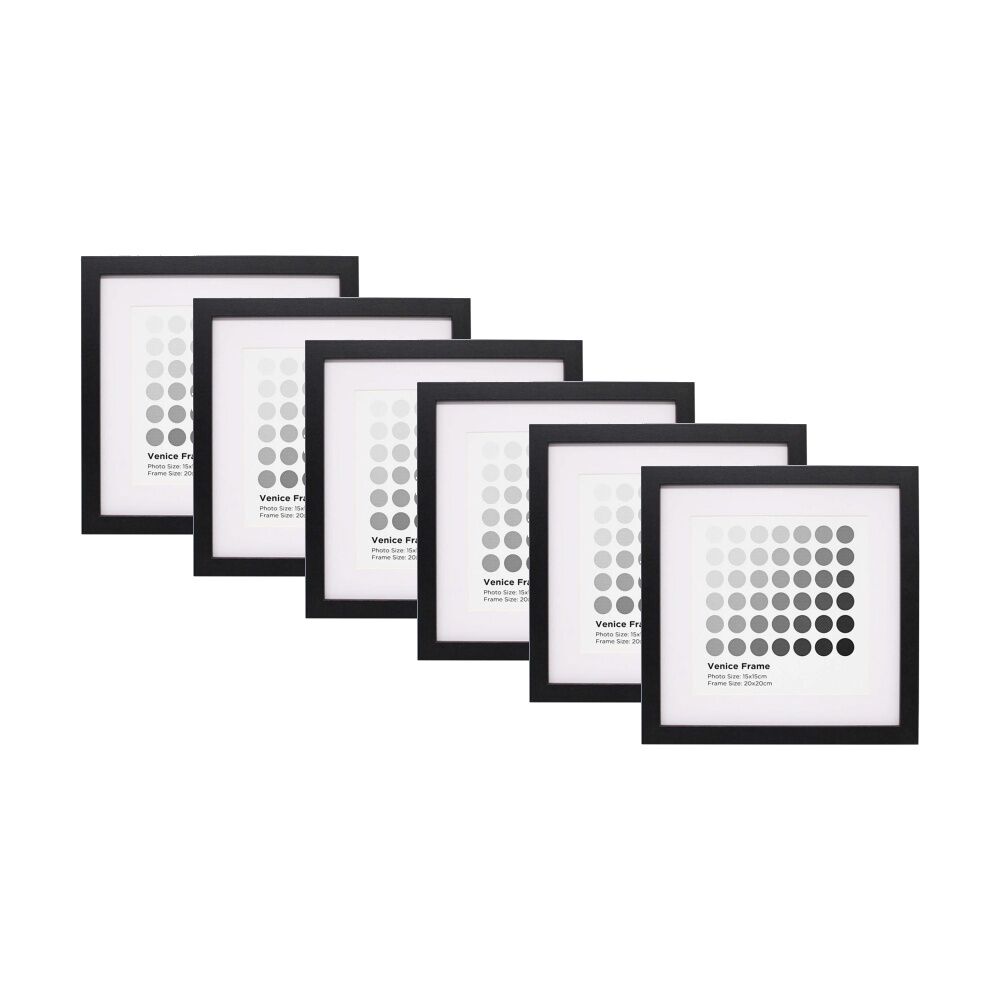 Braz Venice Image Photo Document Display Frame 20x20cm Black (6 Pack)
