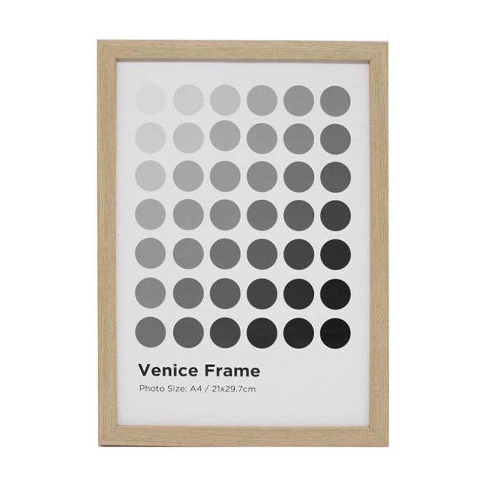 Brazco Frame Venice A4 Beech - Natural Light Wood Finish With Grey Black Pattern - Tabletop Stand And Wall Mounting - Home Decor - 21 x 29.7 CM Photo