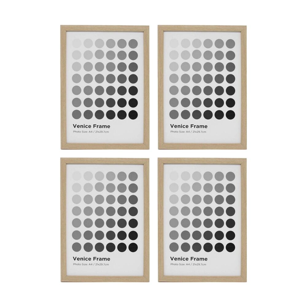 Braz A4 Venice Image Photo Document Display Frame 29.7x21cm Beech (4 Pack)