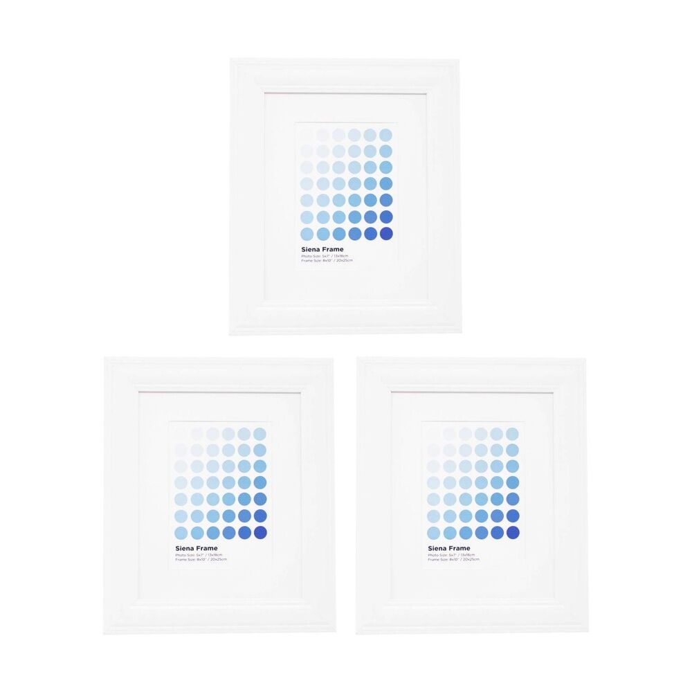 Braz Siena Image Photo Document Display Frame 20x25cm White (3 Pack)