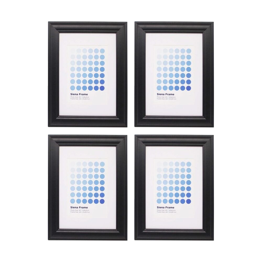 Braz A4 Siena Image Photo Document Display Frame 29.7x21cm Black (4 Pack)