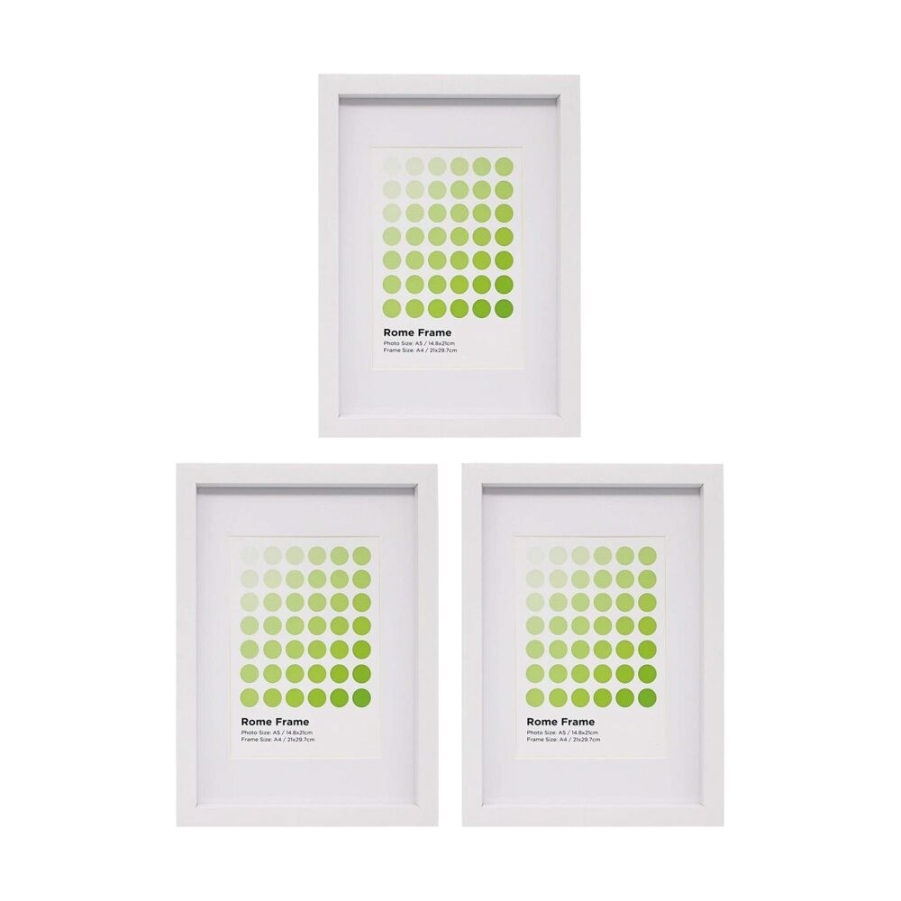 Braz A4 Rome Image Photo Document Display Frame 29.7x21cm White (3 Pack)