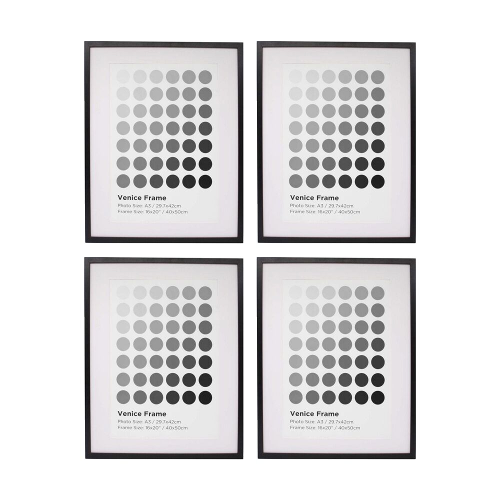 Braz Venice Image Photo Document Display Frame 40x50cm Black (4 Pack)