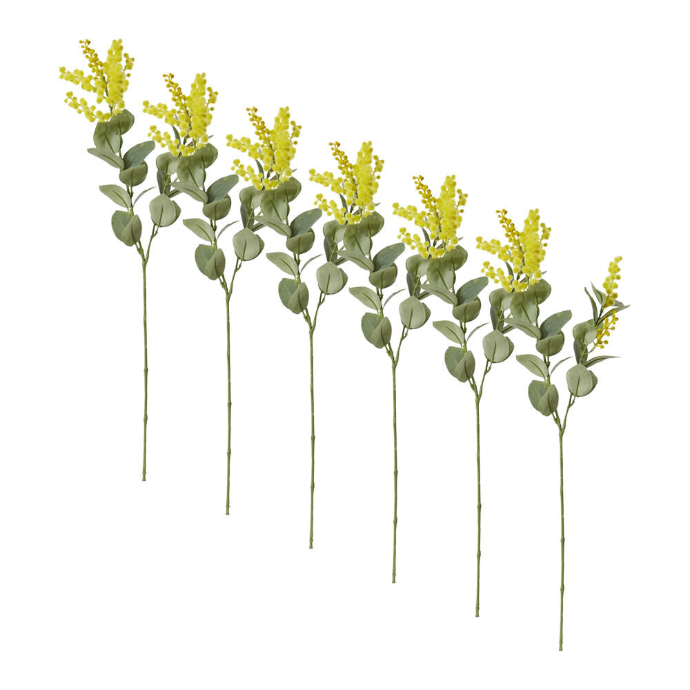 E Style Wattle Pick Spray Stem Artificial Flower Decor Yellow 10x5x61cm (6 Pack)