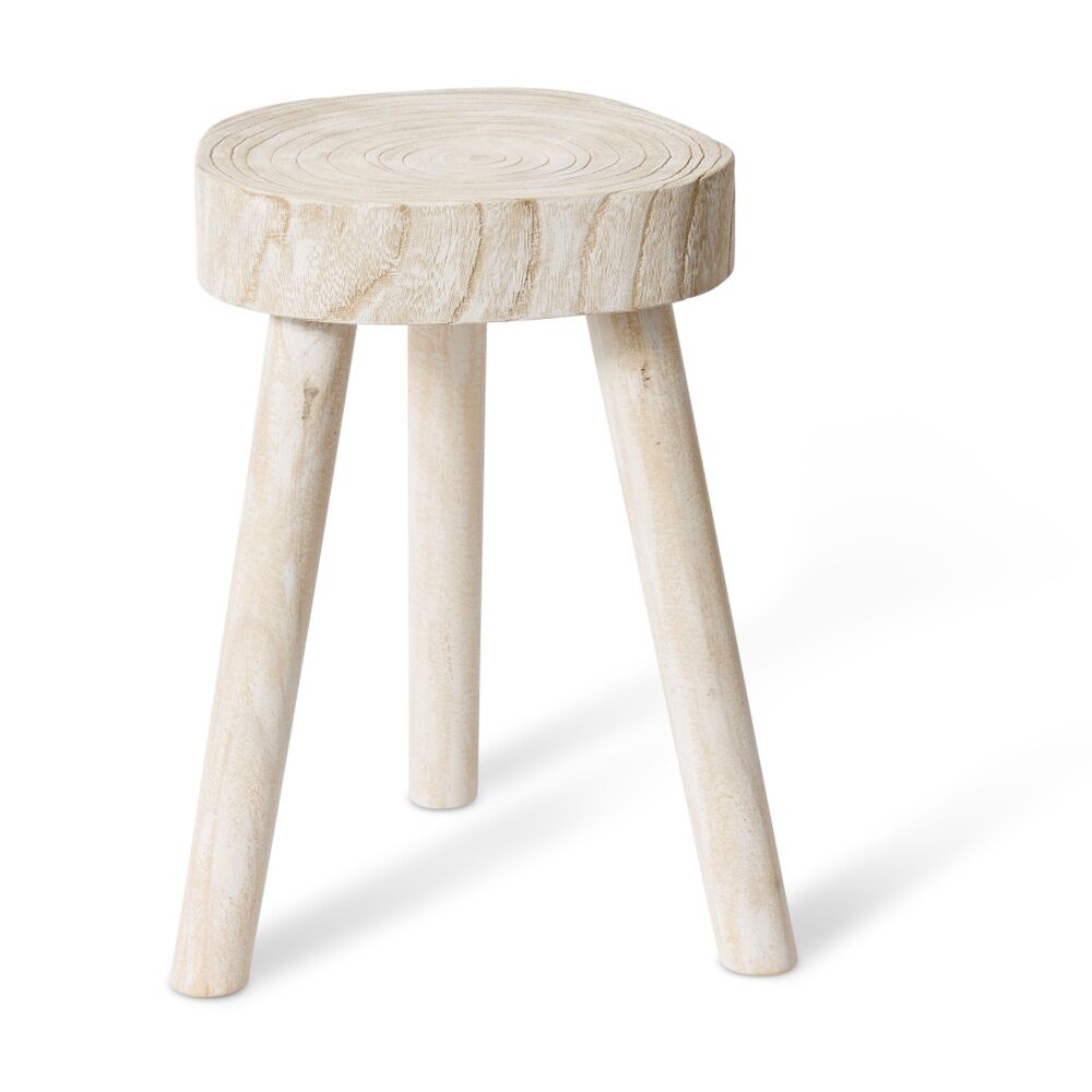 E Style Cesar Side Table - Wood Construction - Whitewash Finish - 28L x 26W x 42H cm - Minimalist Elegant Accent