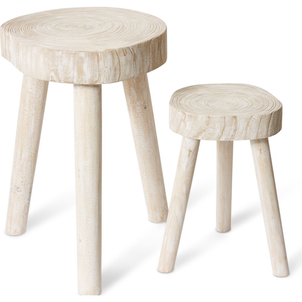 E Style Cesar Side Table - Wood Construction - Whitewash Finish - 28L x 26W x 42H cm - Minimalist Elegant Accent — image 3