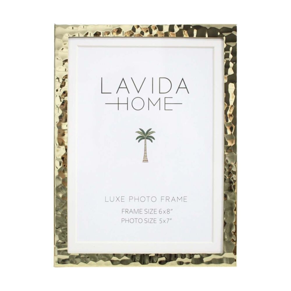 LVD 18.5.5x13.5x1.5cm 5x7 Gold Dimple Iron/ Glass Photo Frame Home Decor
