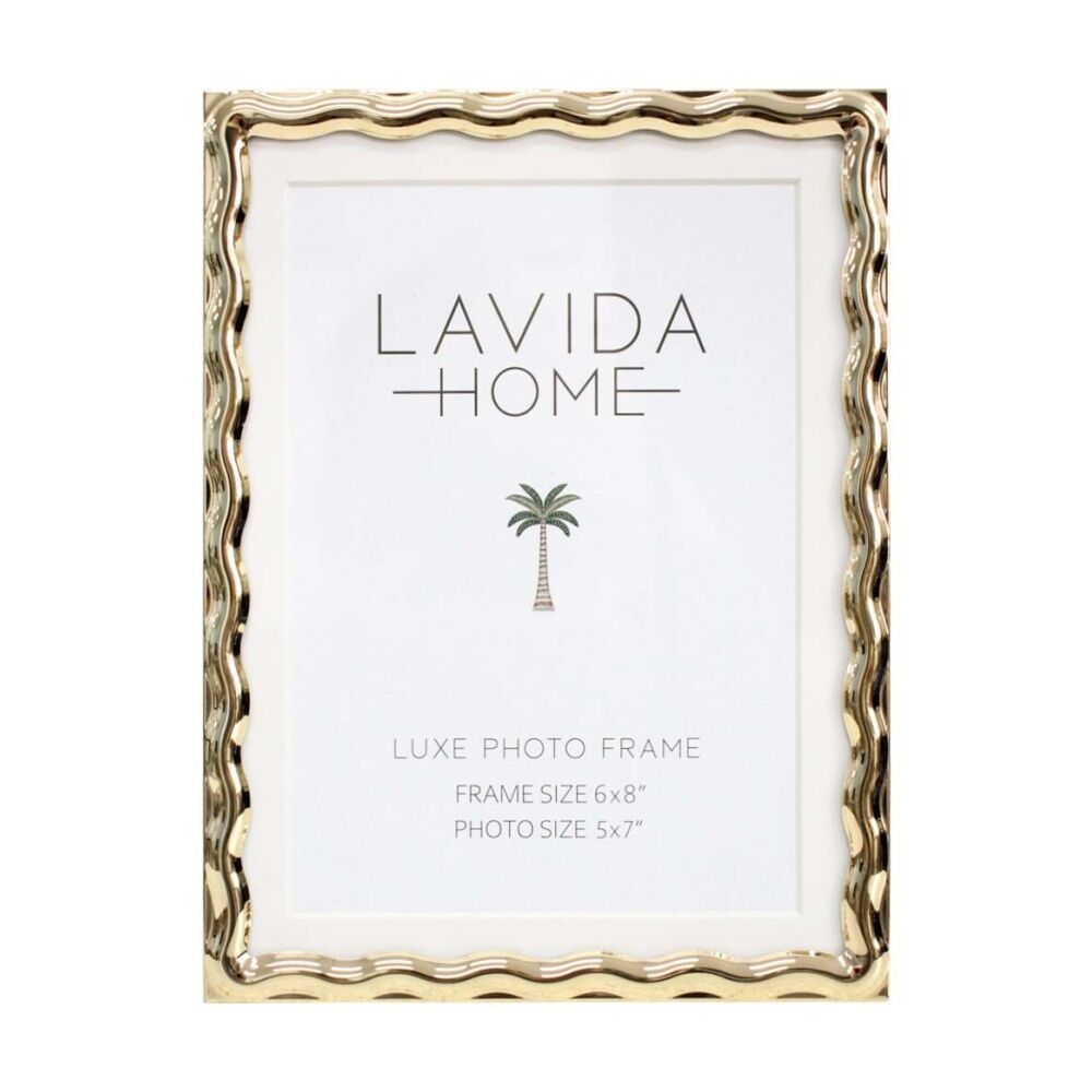 LVD Luxe 6x8 Gold Wavy Iron/ Glass Photo Frame Home Decor 20.5x15.5x1.5cm (2 Pack) — image 2