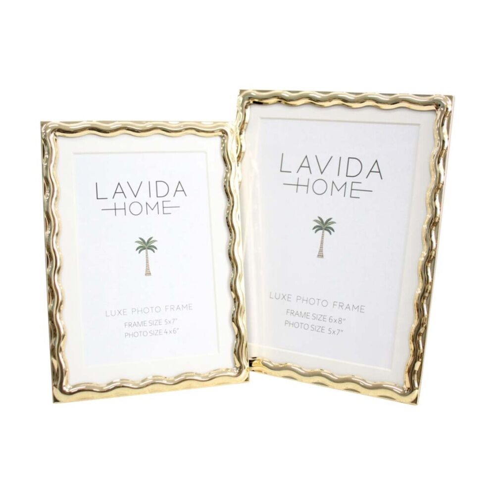 LVD 20.5x15.5x1.5cm Luxe 6x8 Gold Wavy Iron/ Glass Photo Frame Home Decor — image 2