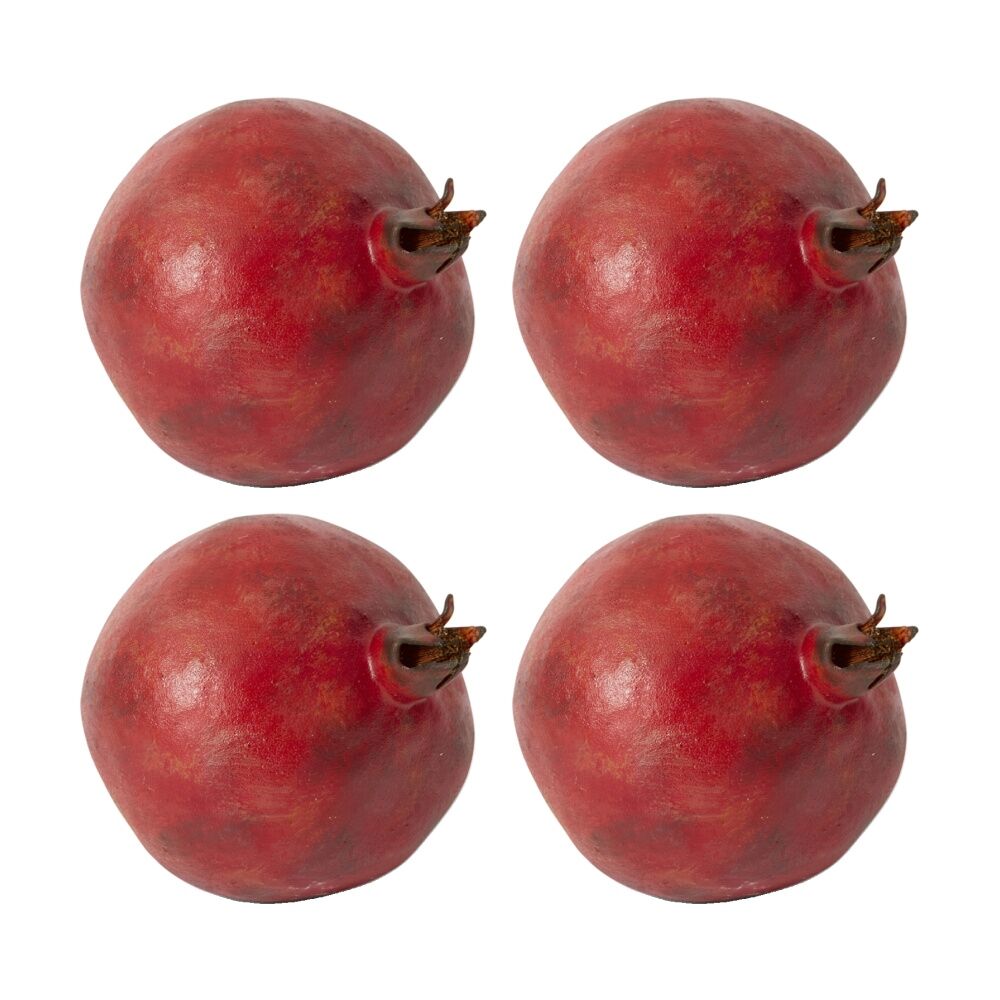 E Style Pomegranate Grand Realistic Artificial Fruit Plastic Red 12x12x12cm (4 Pack)