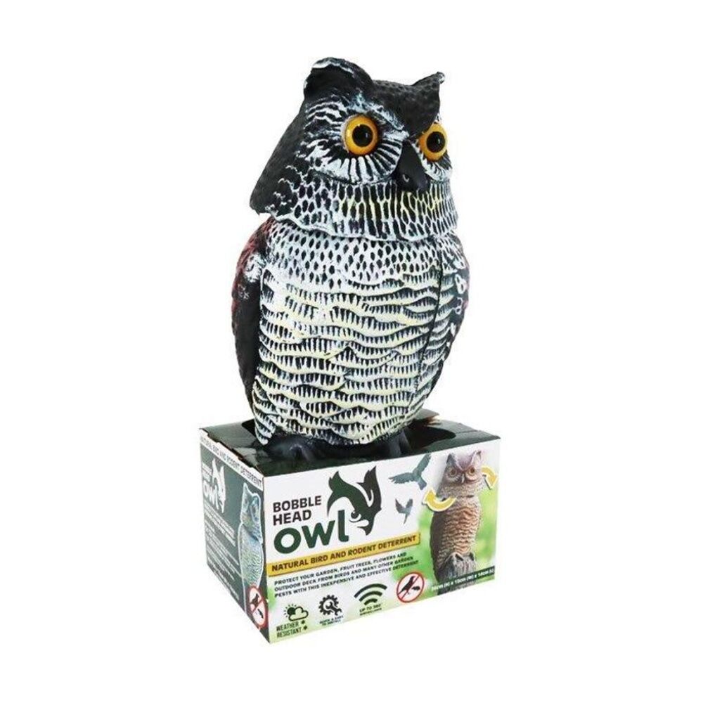 Braz Bobble Head Owl Outdoor Garden Decor Statue w/ Stand 36cm (2 Pack) — image 2