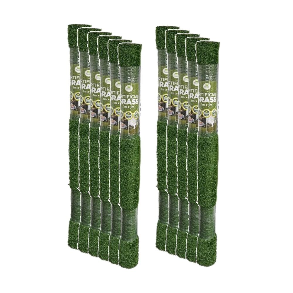 Braz Artificial Grass Turf Mat Lawn 10mm Rolled 1x1m Green (11 Pack)