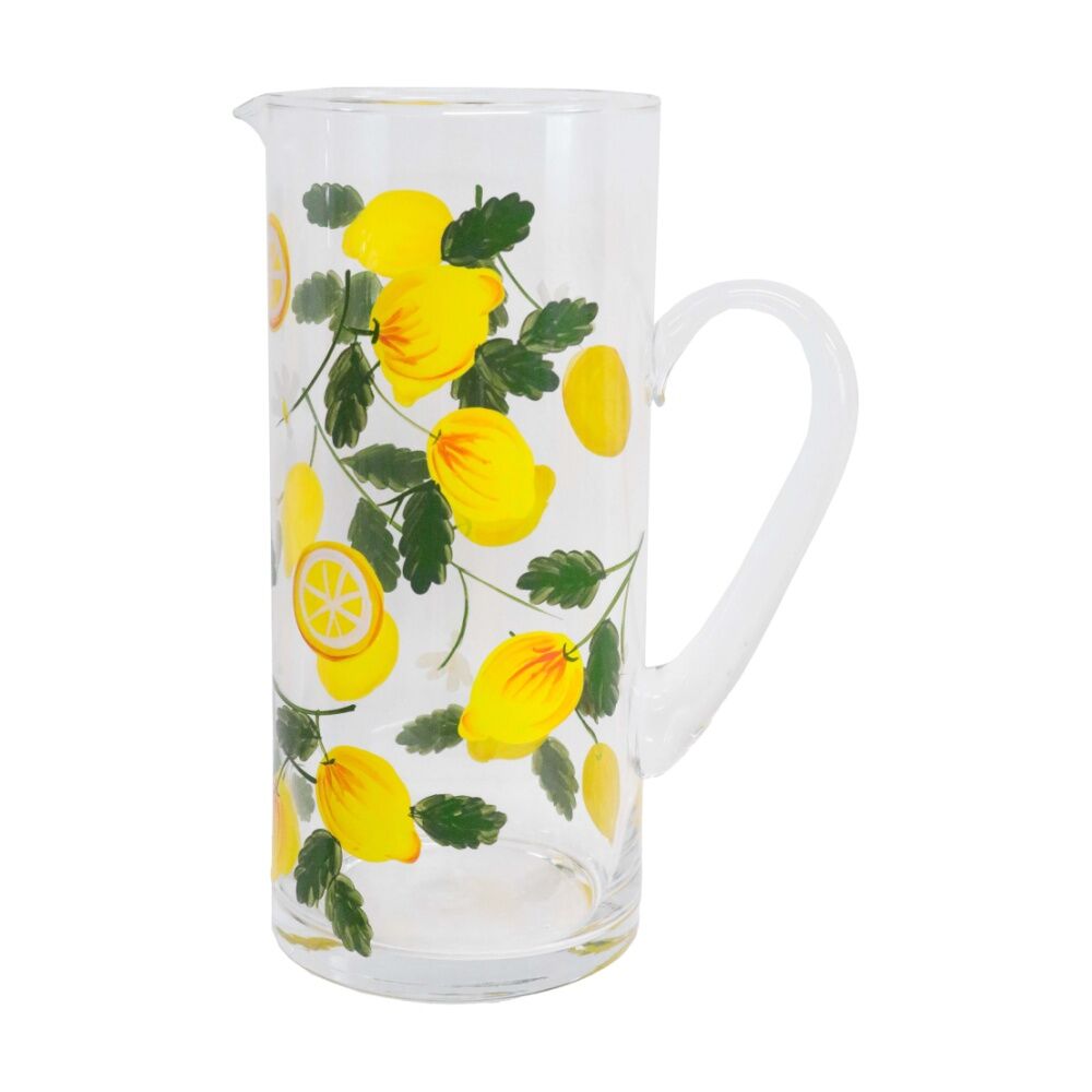 LVD Green/Yellow Lemoncello Fruit Decal Glass Water Jug Home/Kitchen Decor