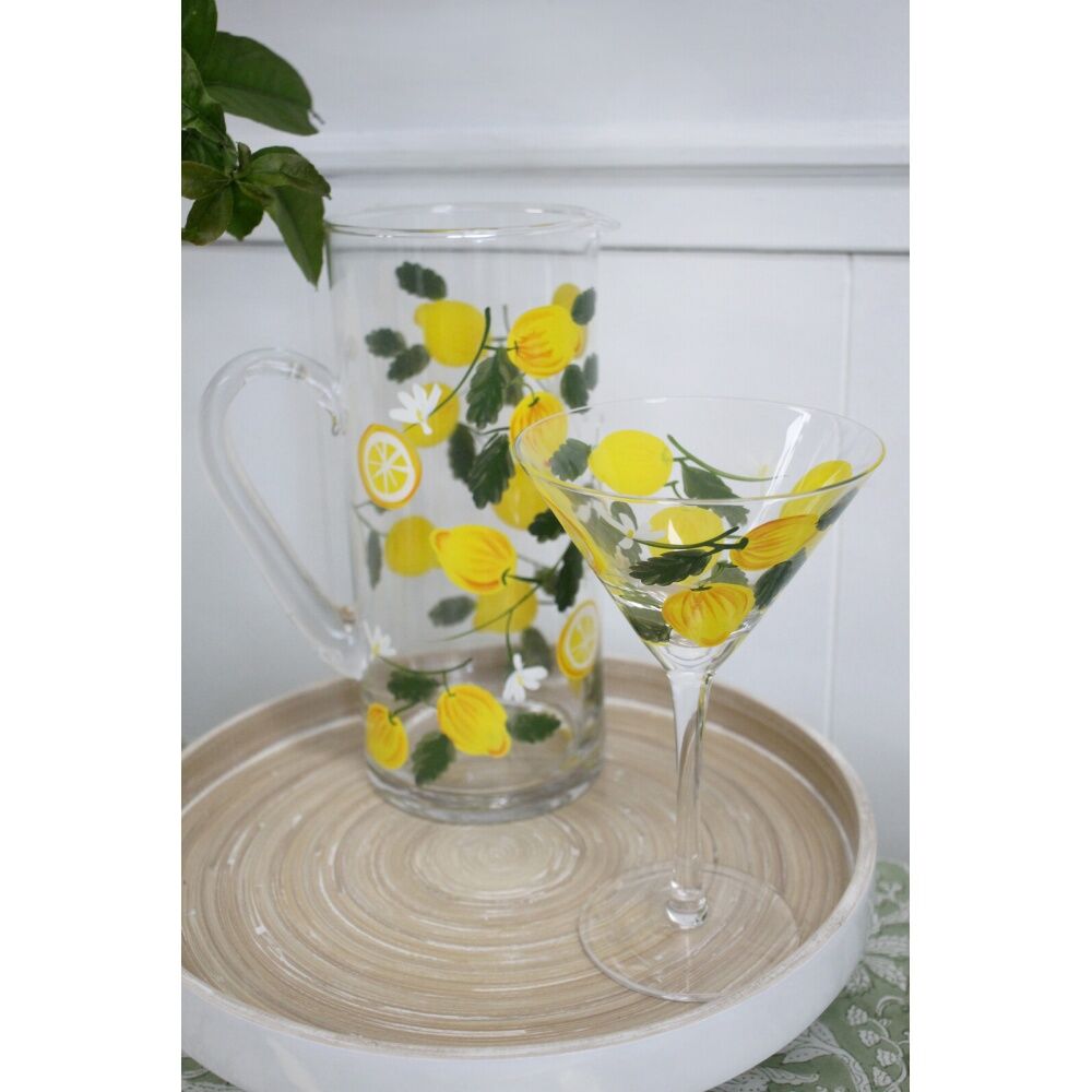 LVD Green/Yellow Lemoncello Fruit Decal Glass Water Jug Home/Kitchen Decor — image 2