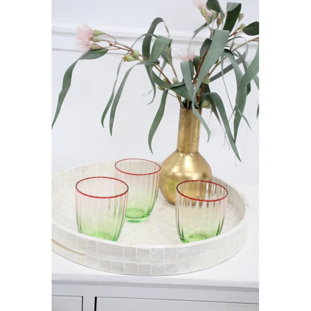 LVD 10x8x8cm Decorative Poppy Water Glass Barware/Drinkware Decor Green/Red — image 2