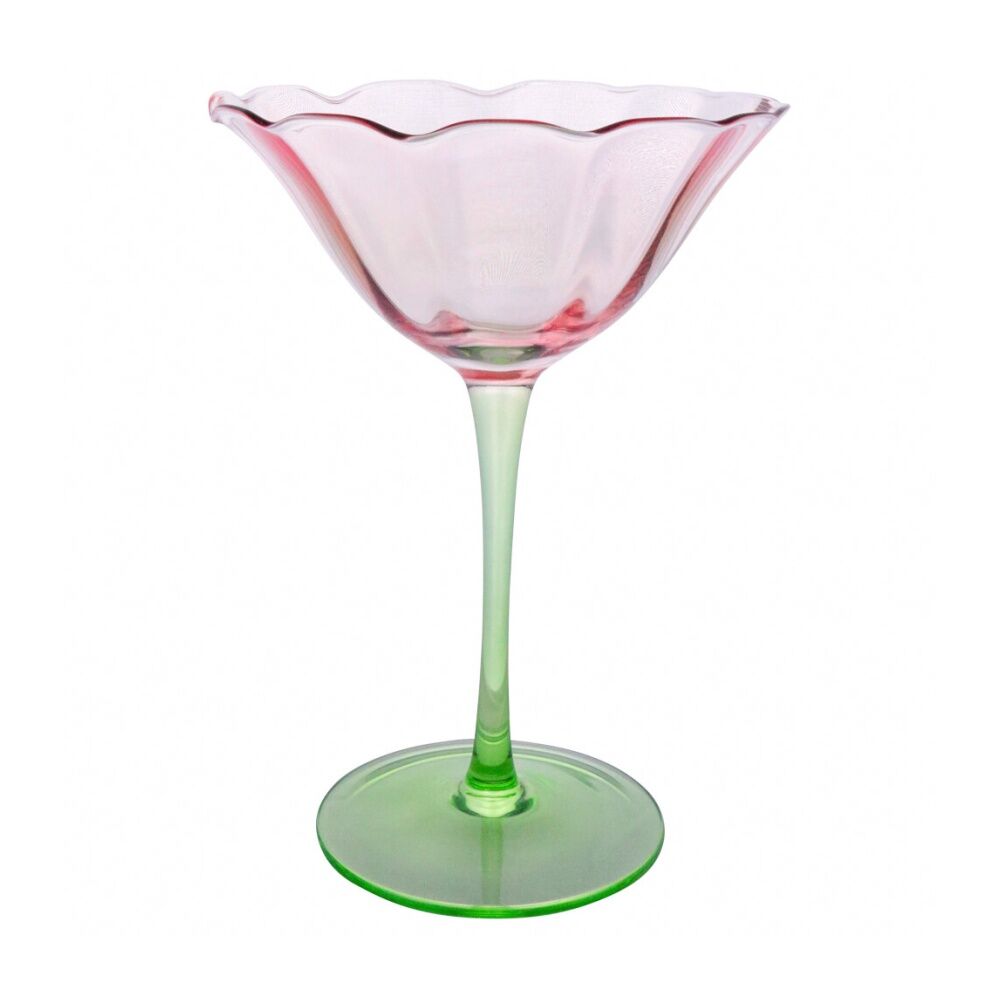 LVD 11.5cm Decorative Poppy Cocktail Glass Barware/Drinkware Decor Green/Pink