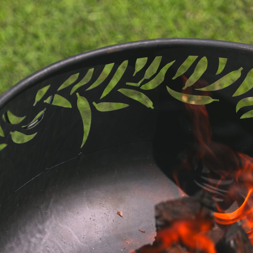 Glow Federation Outdoor Fire Bowl Pit w/ Handles & Decorative Leaf Cut Outs 60cm Glow — image 5