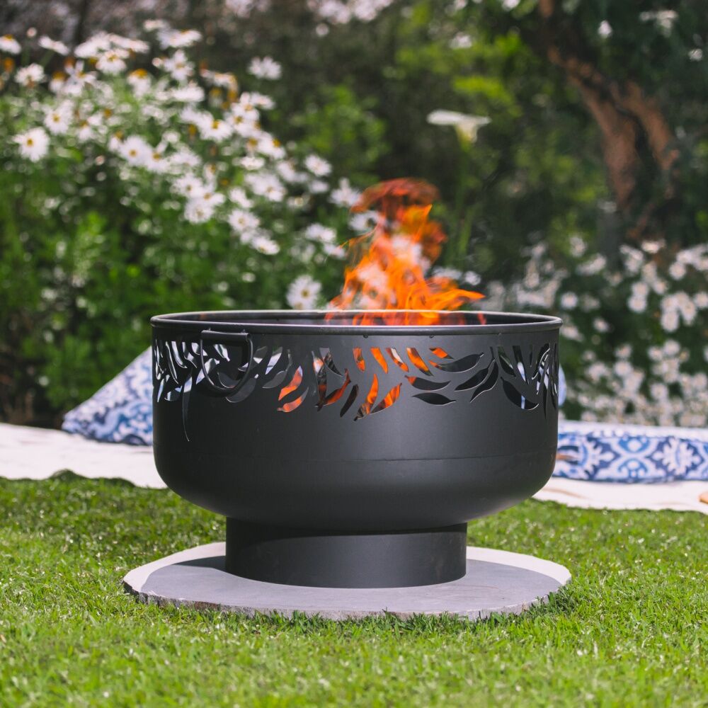 Glow Federation Outdoor Fire Bowl Pit w/ Handles & Decorative Leaf Cut Outs 60cm Glow — image 3
