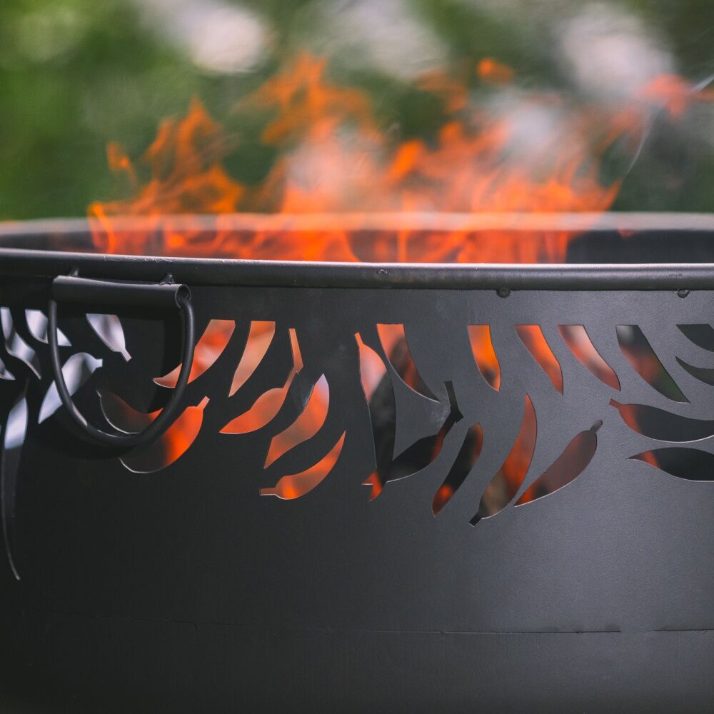 Glow Federation Outdoor Fire Bowl Pit w/ Handles & Decorative Leaf Cut Outs 60cm Glow — image 4