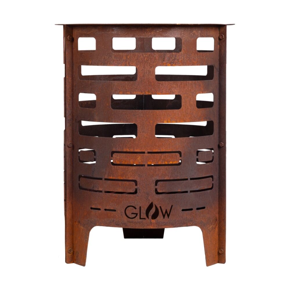 Glow Geo Brazier Open Cut-Out Geometric Design Outdoor Fire Pit 43cm Glow